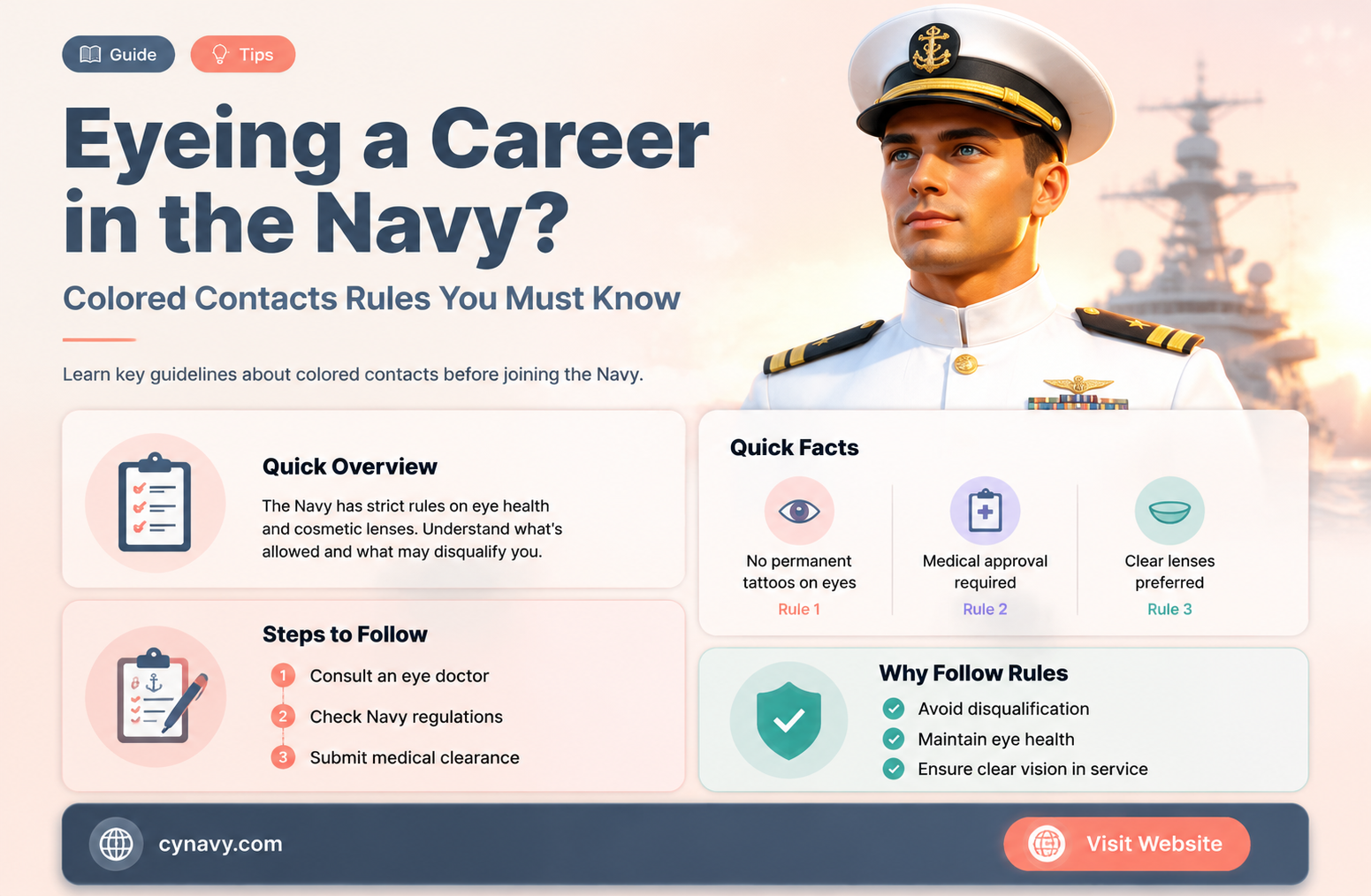 can you wear colored contacts in the navy