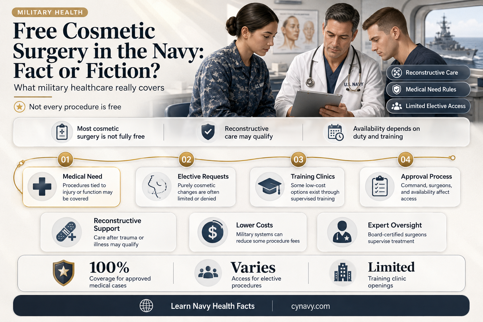 can you get a free cosmetic surgery in the navy