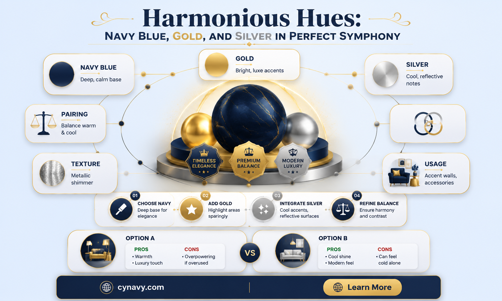 can navy blue gold and silver go together