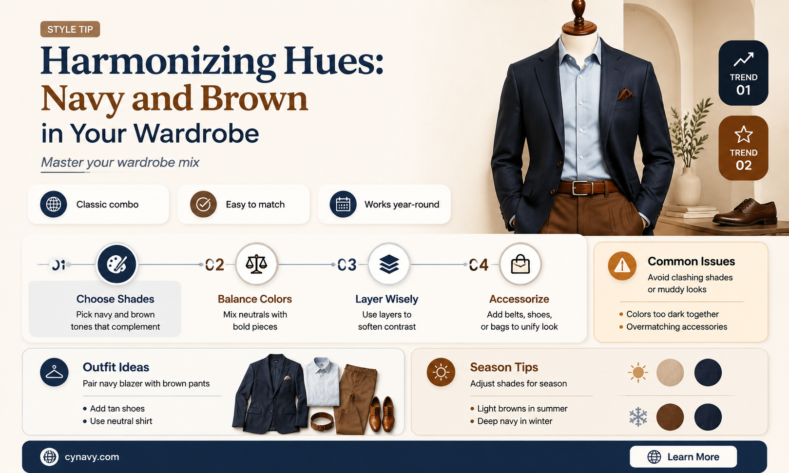 can you wear navy and brown