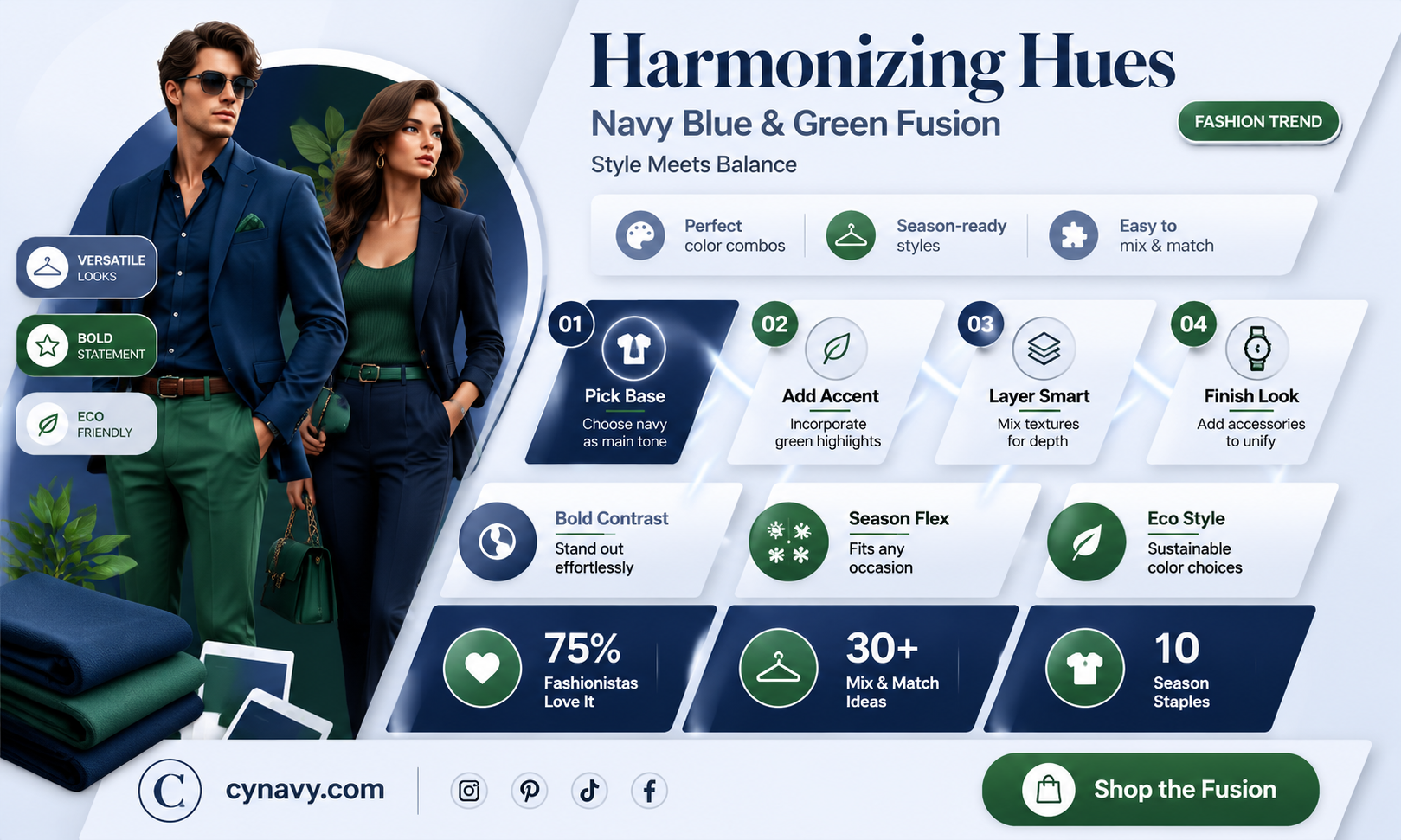 can i wear navy blue with green