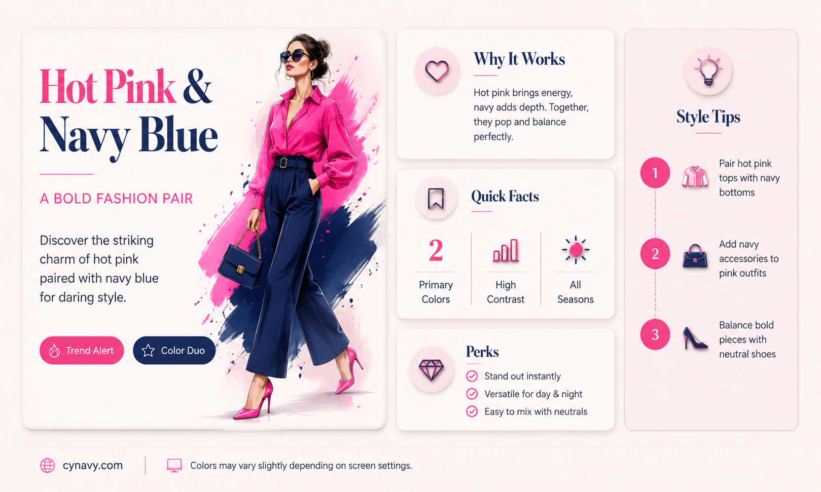 can hot pink go with navy blue