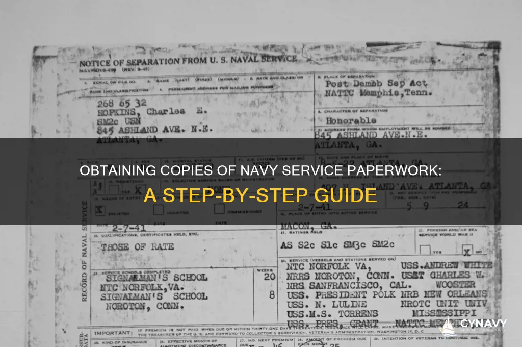 how to get copies of paperwork served in navy