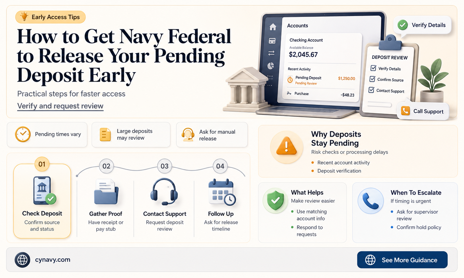can you get navy federal to release pending deposit early