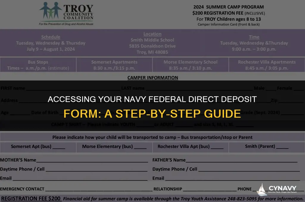 how to print direct deposit form from navy federal