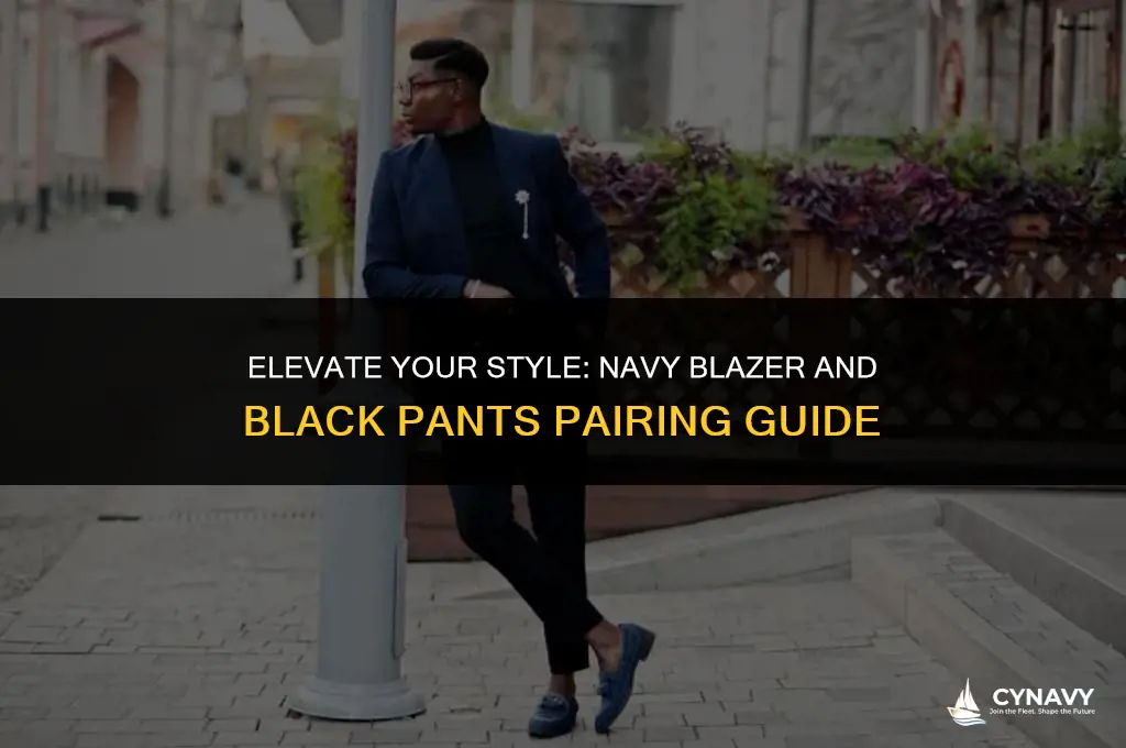 how to wear a navy blazer with black pants