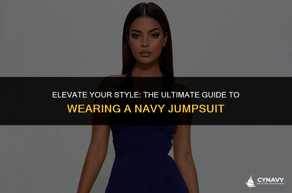 how to wear a navy jumpsuit