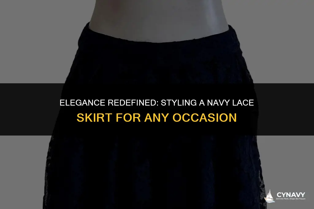 how to wear a navy lace skirt