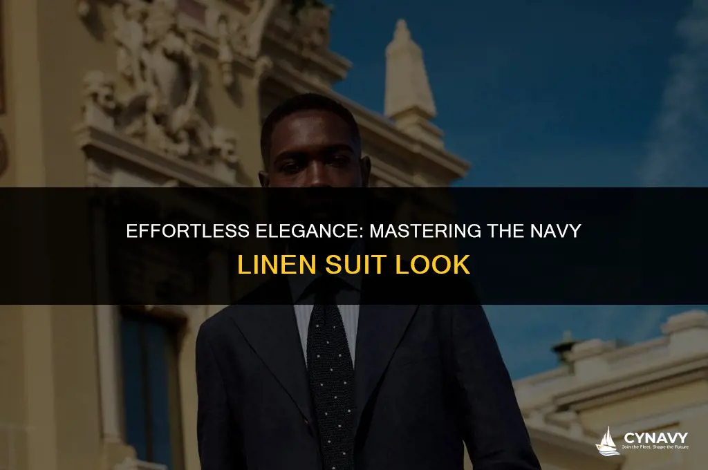 how to wear a navy linen suit