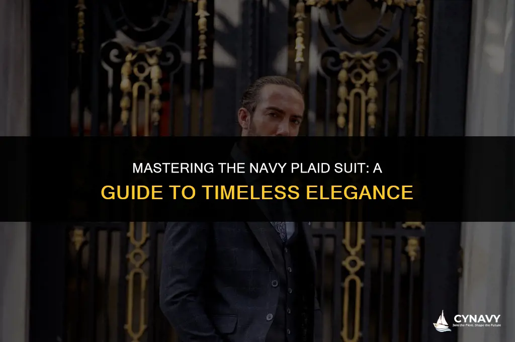 how to wear a navy plaid suit