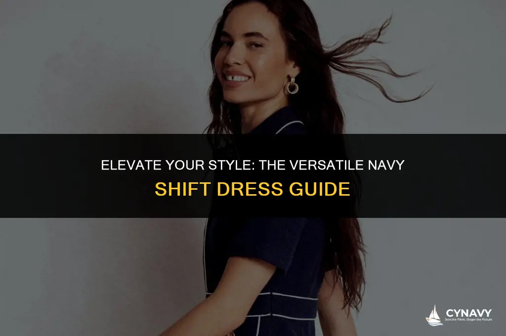 how to wear a navy shift dress