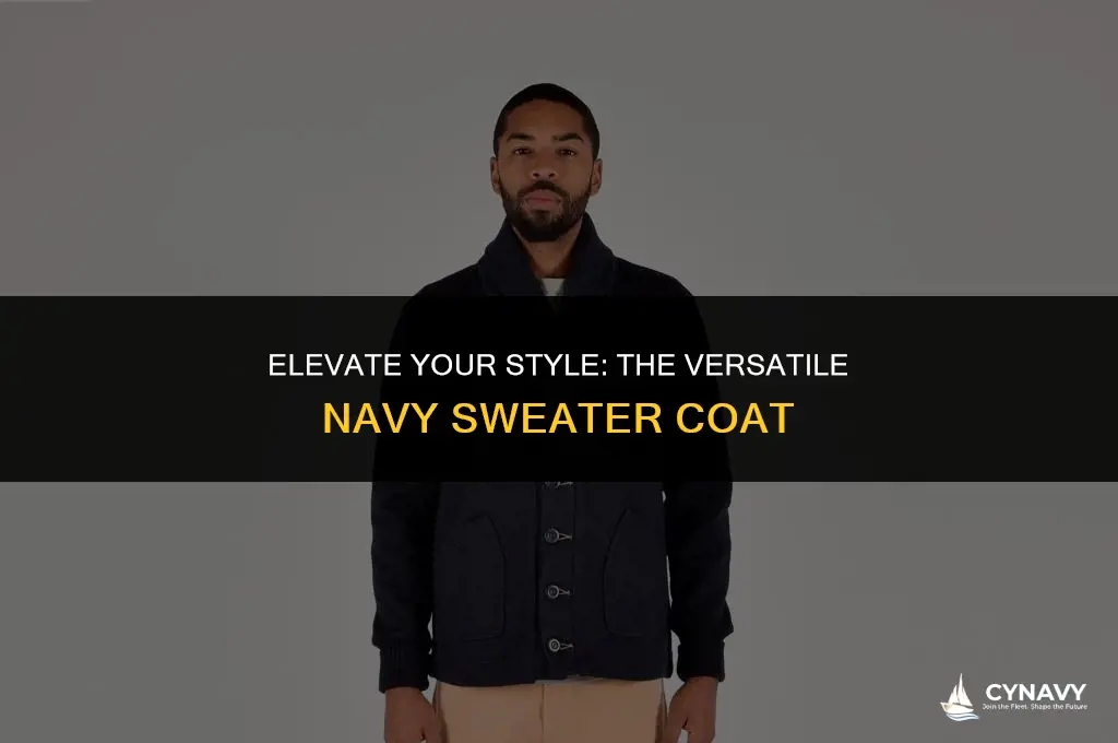 how to wear a navy sweater coat