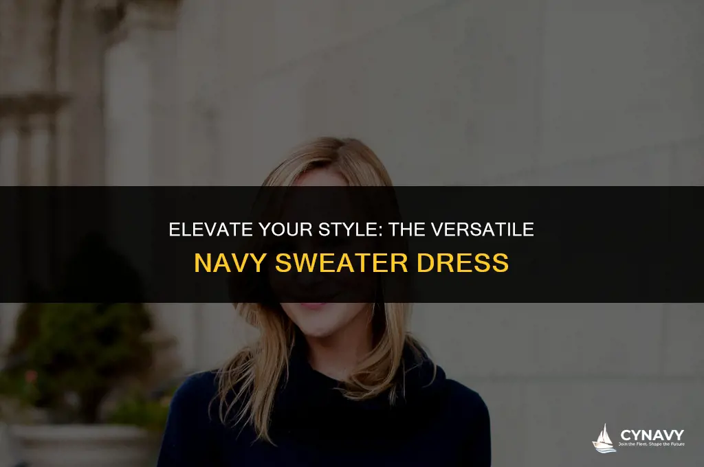 how to wear a navy sweater dress