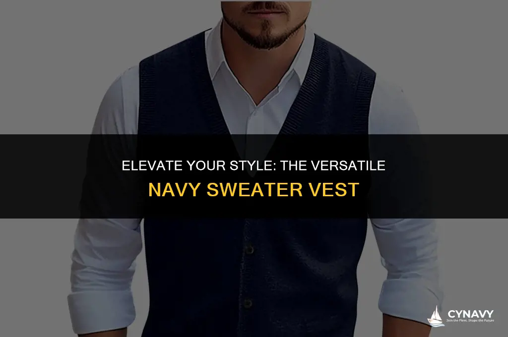 how to wear a navy sweater vest