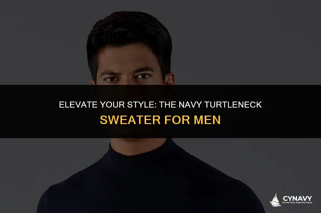 how to wear a navy turtleneck sweater men