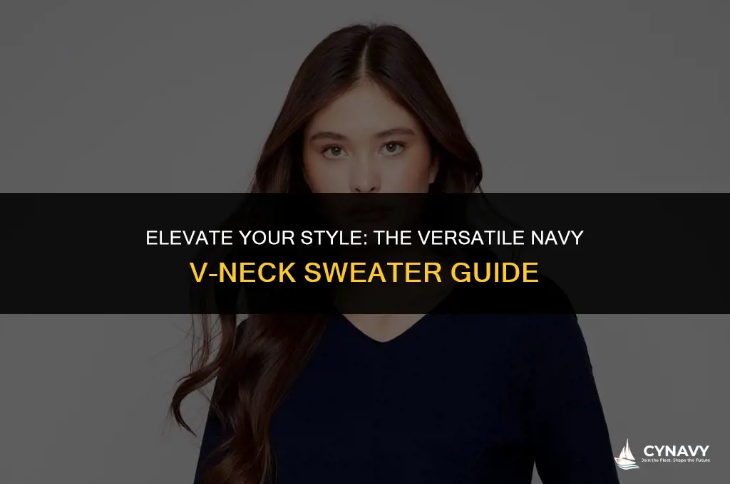 how to wear a navy v neck sweater