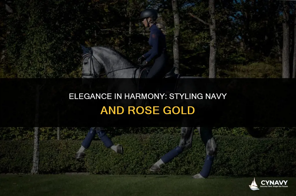 how to wear navy and rose gold