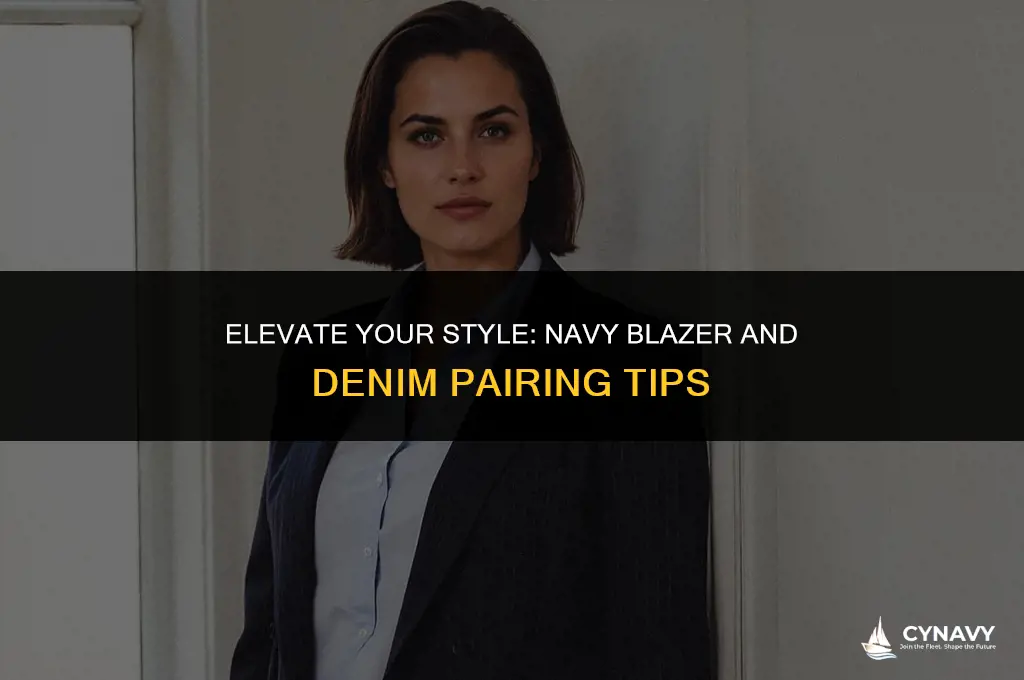 how to wear navy blazer with denim