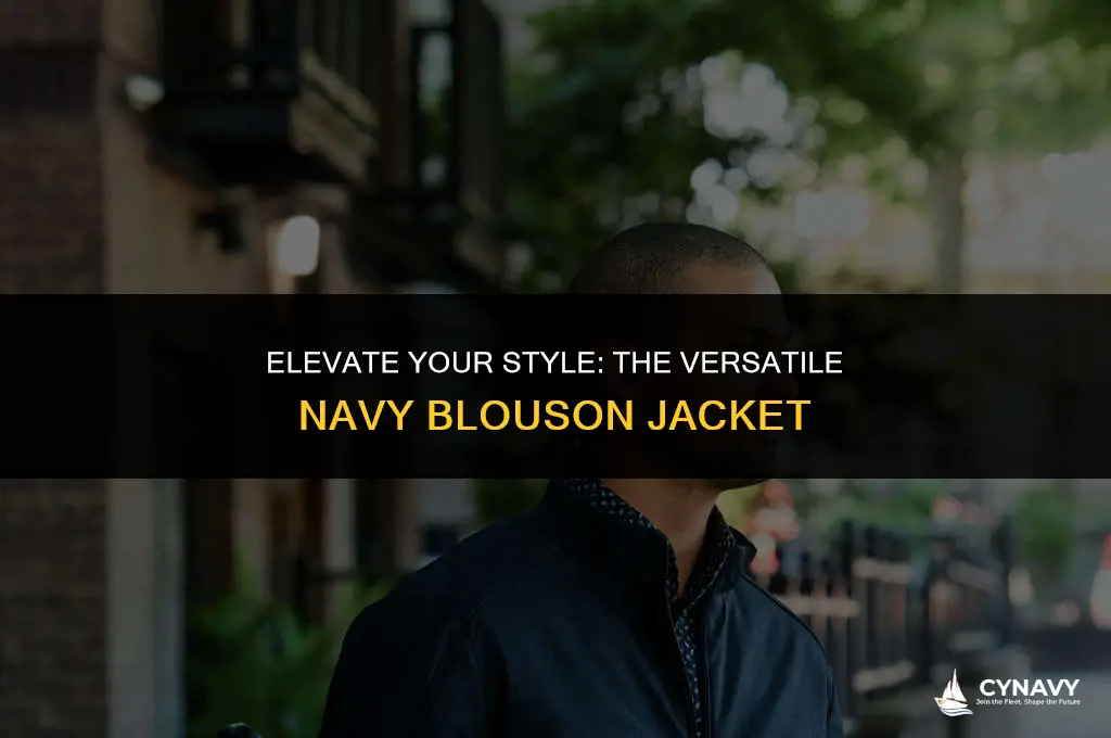 how to wear navy blouson jacket