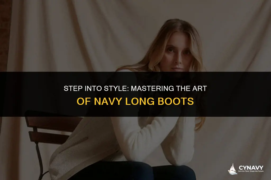 how to wear navy long boots