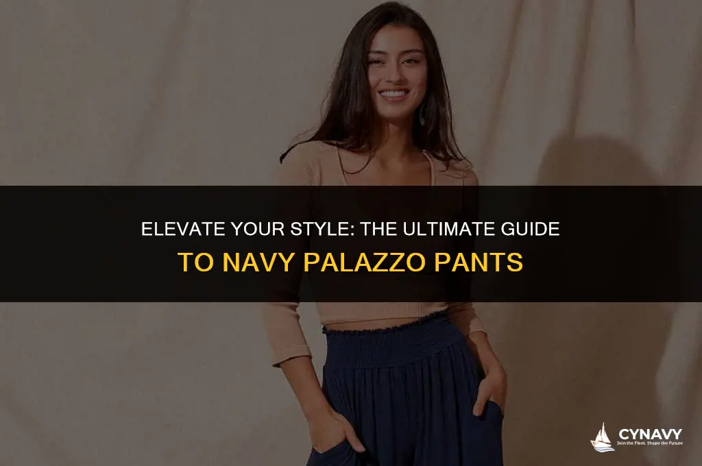 how to wear navy palazzo pants