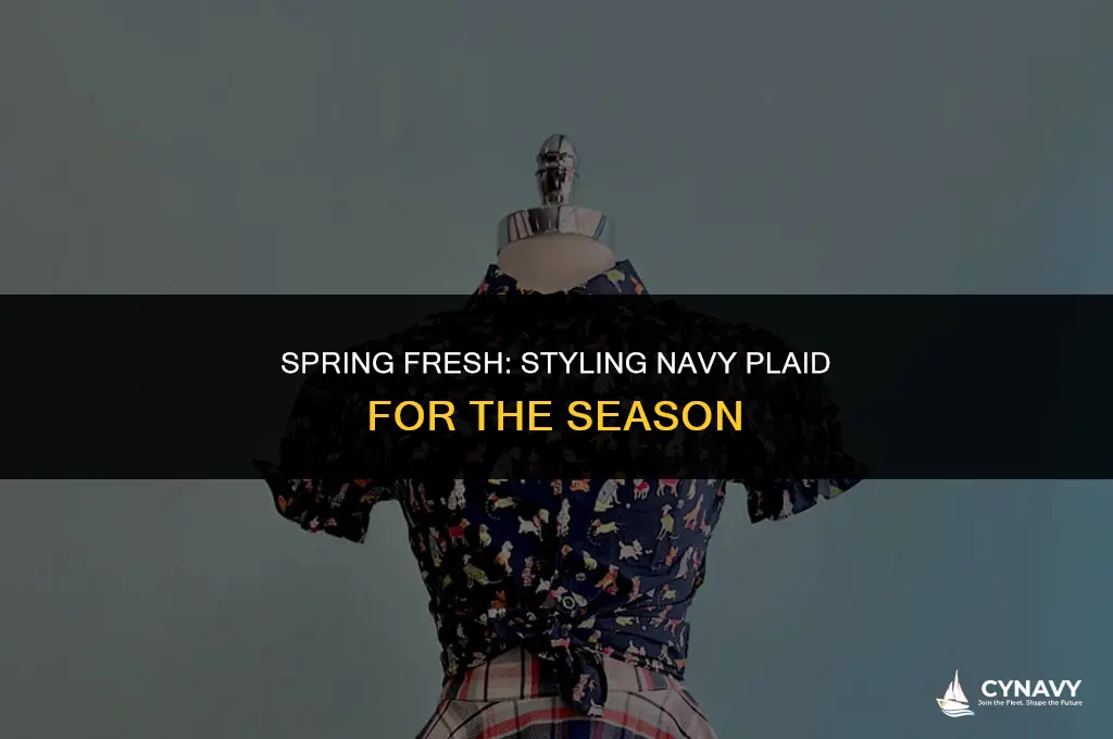 how to wear navy plaid in spring