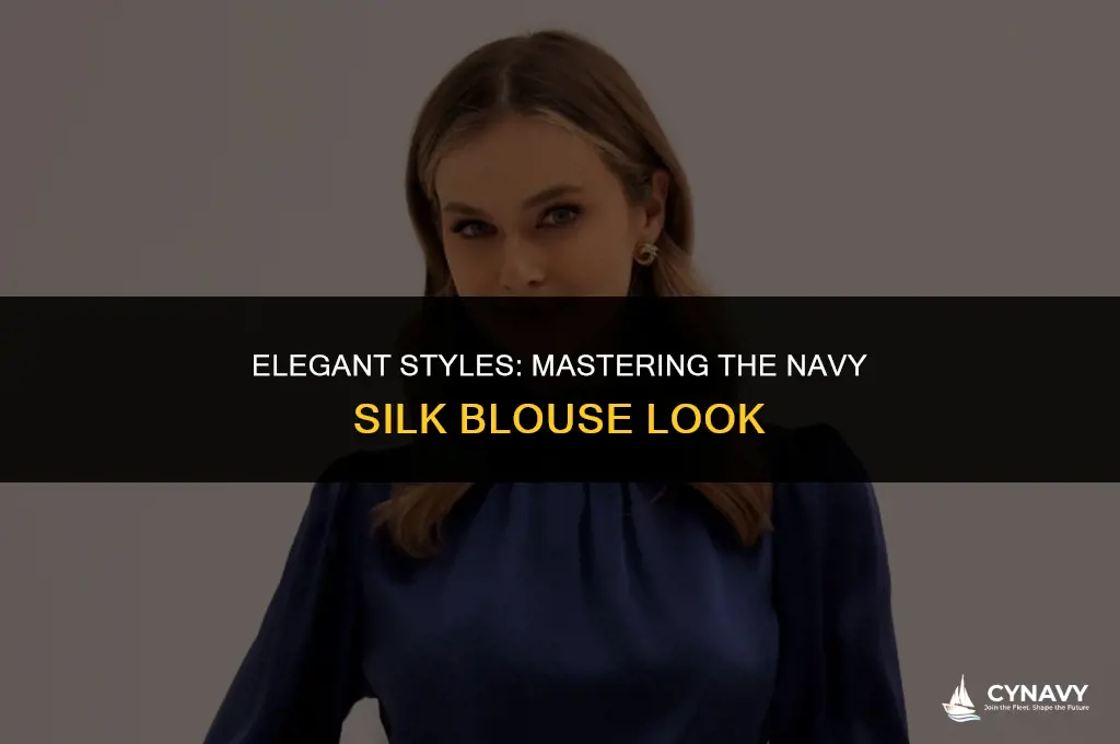 how to wear navy silk blouse
