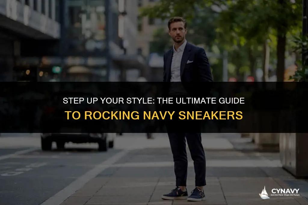 how to wear navy sneakers