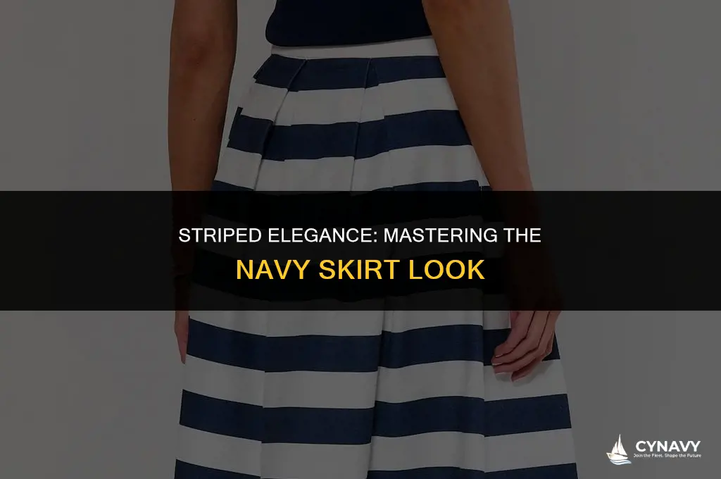how to wear navy striped skirt