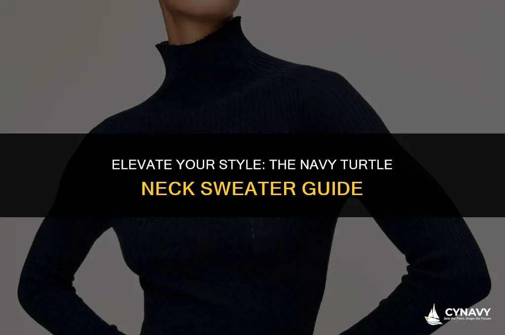 how to wear navy turtle neck sweater