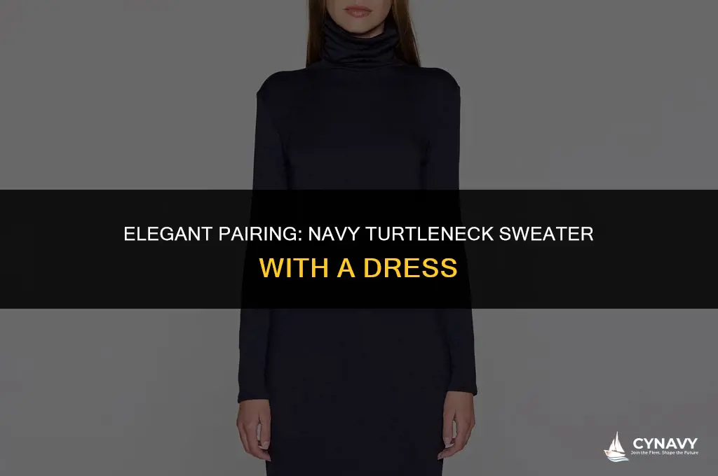 how to wear navy turtleneck sweater with a dress