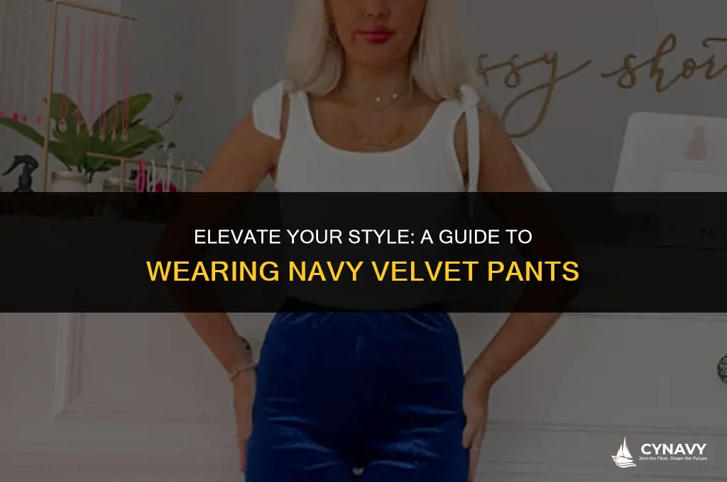 how to wear navy velvet pants