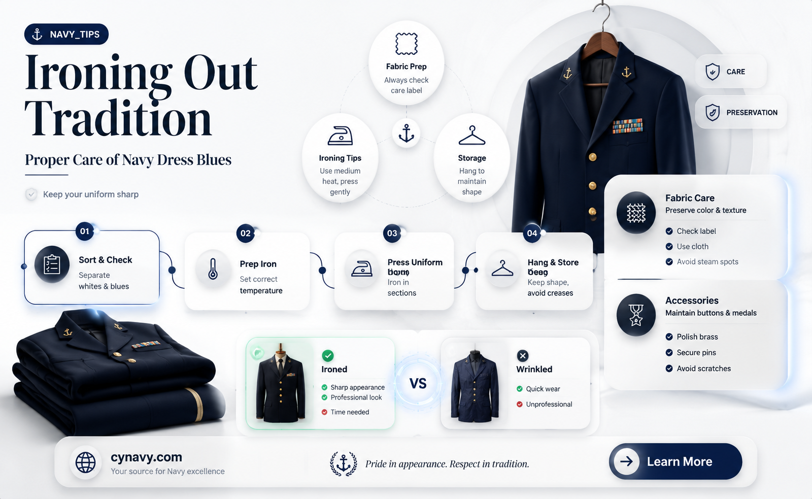 are navy dress blues supposed to be pressed inverted