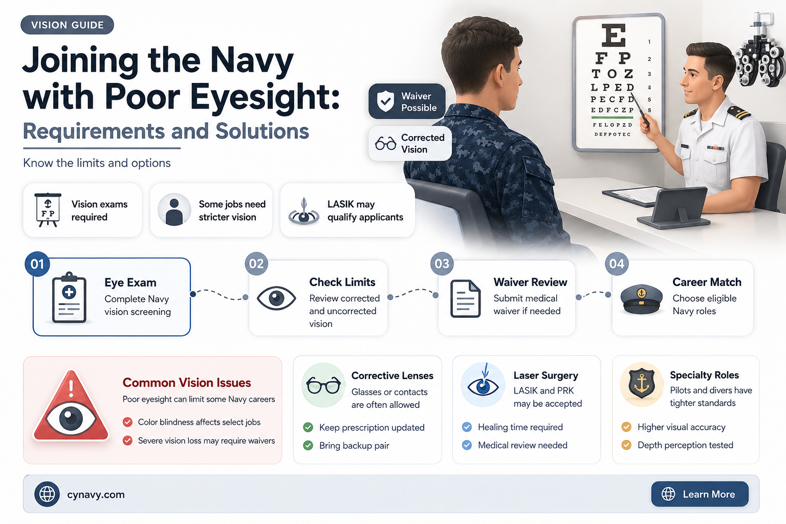 can you get into the navy with poor eyesight