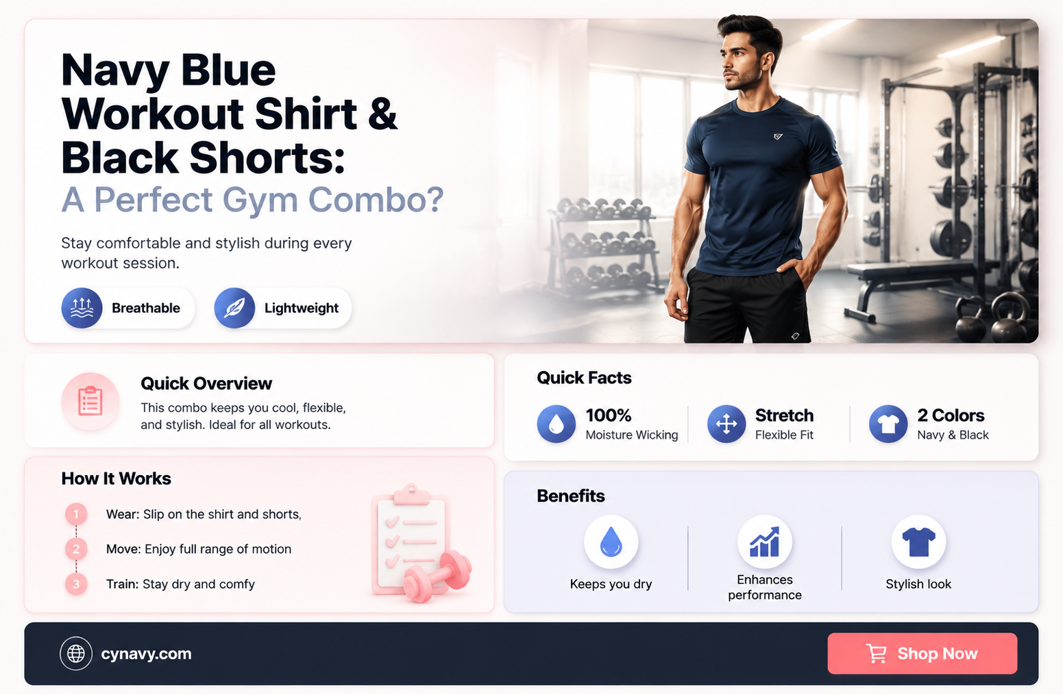 can i wear navy blue workout ahirt with black shorts