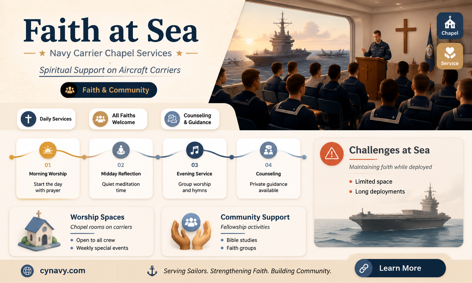 are there chapel services on navy air craft carrier