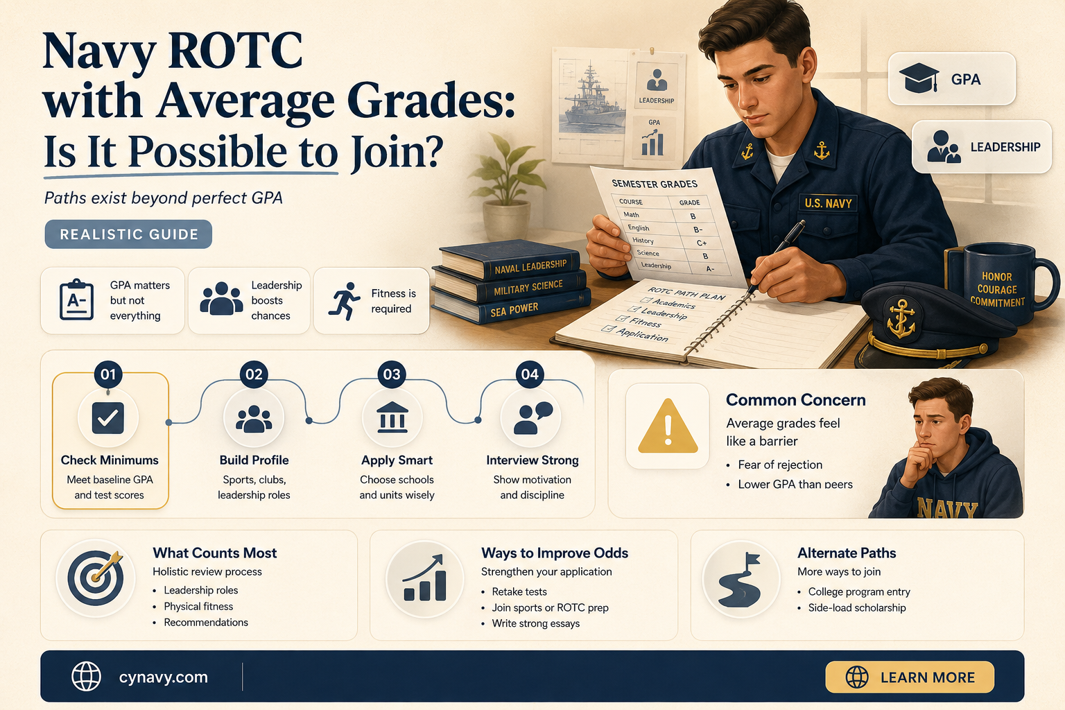 can you get into navy rotc with ok grades