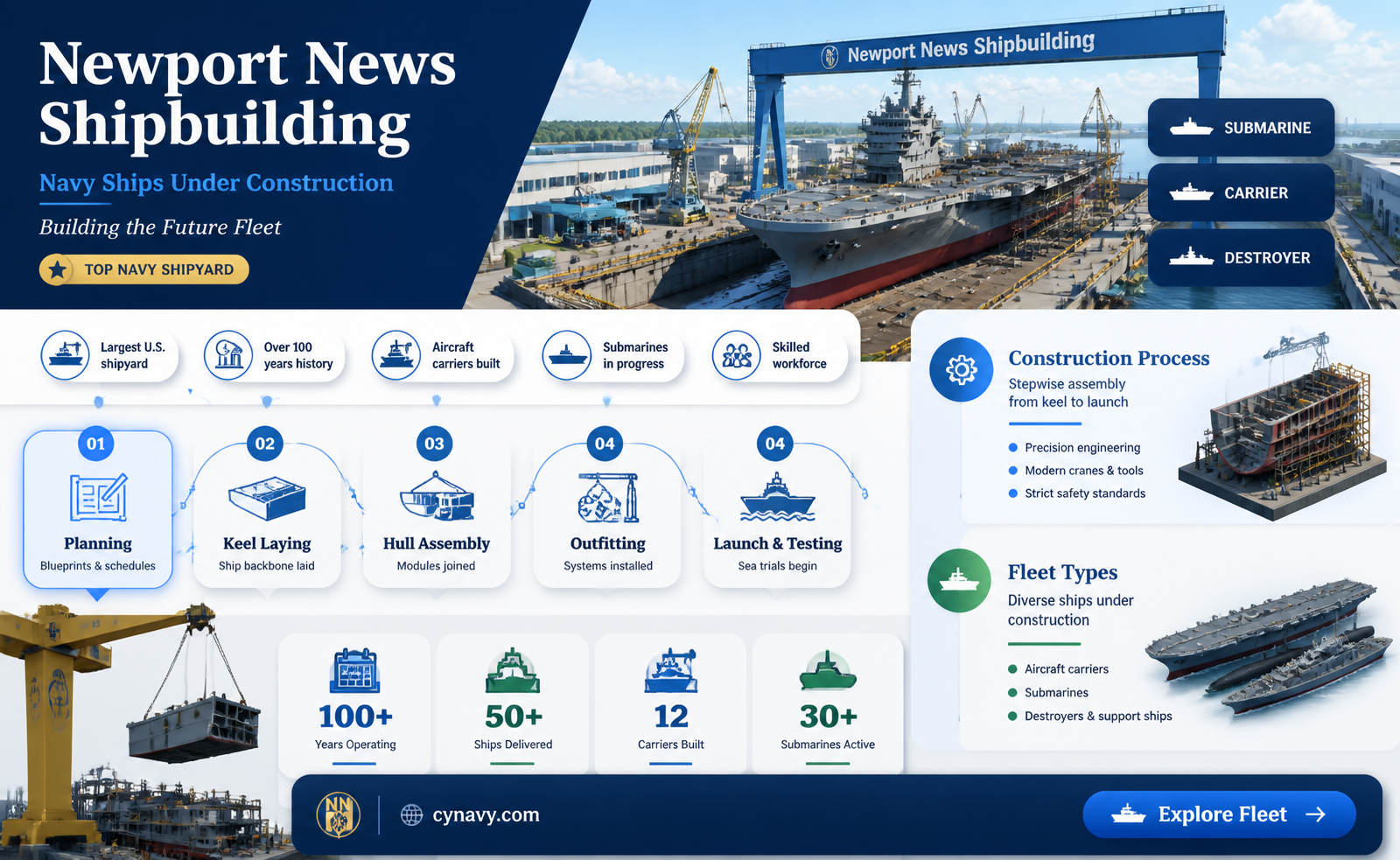 are any navy ships under construction in newport news