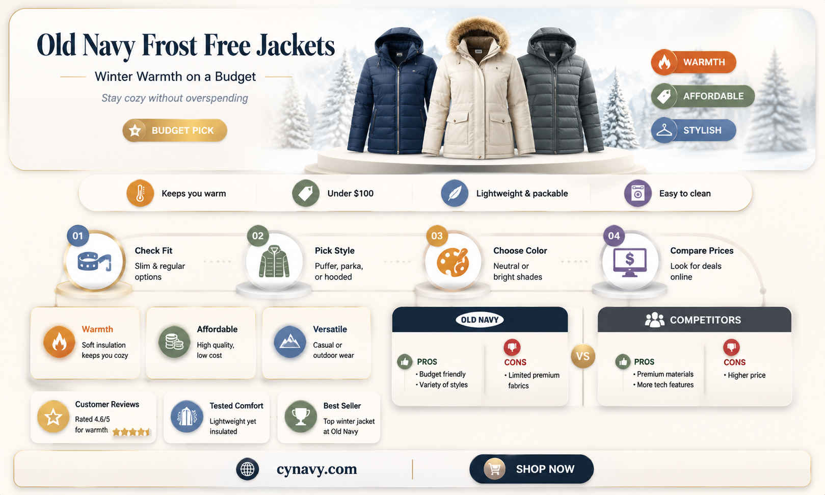are old navy frost free jackets warm enough for winter