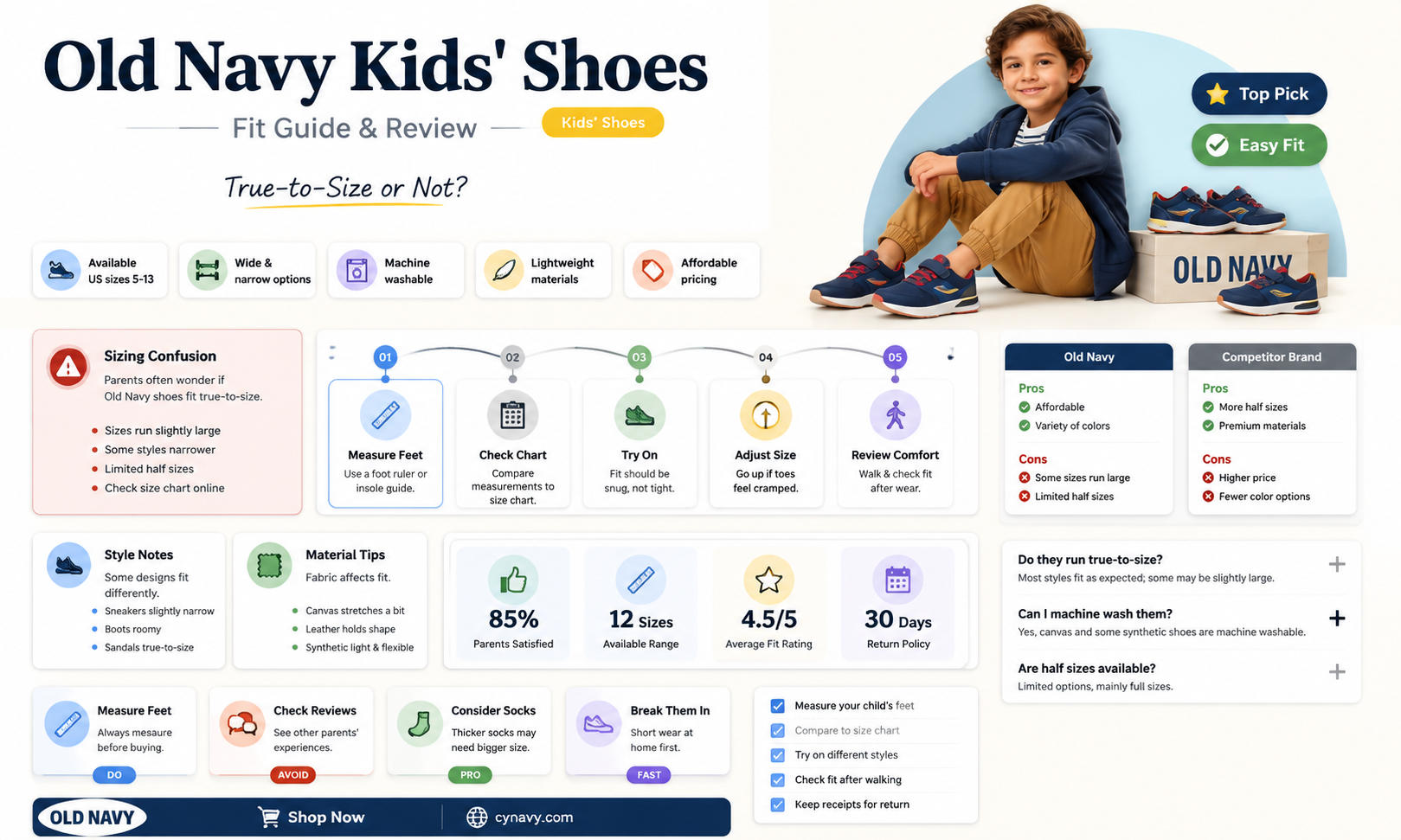 are old navy childrens shoes true to size