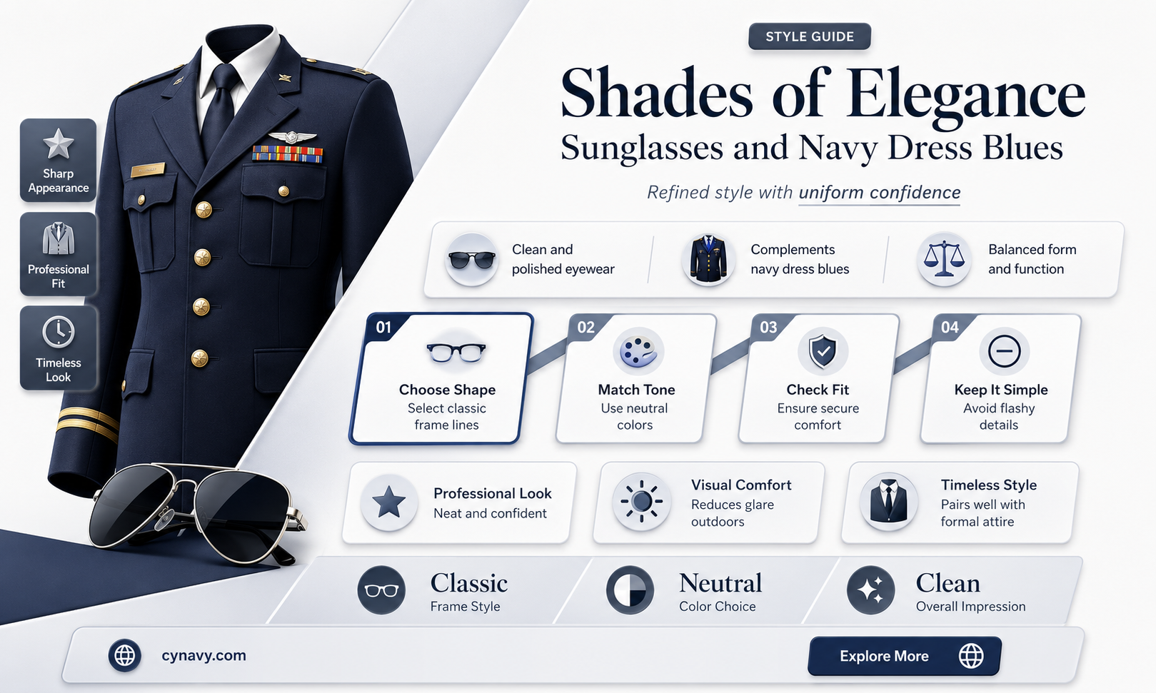 can you wear sunglasses in navy dress blues