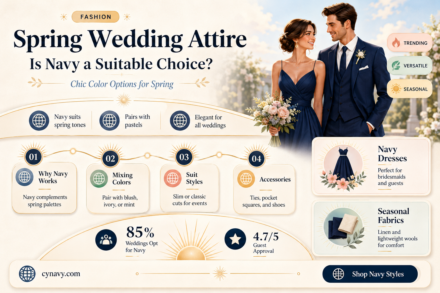 can you wear navy to a spring wedding