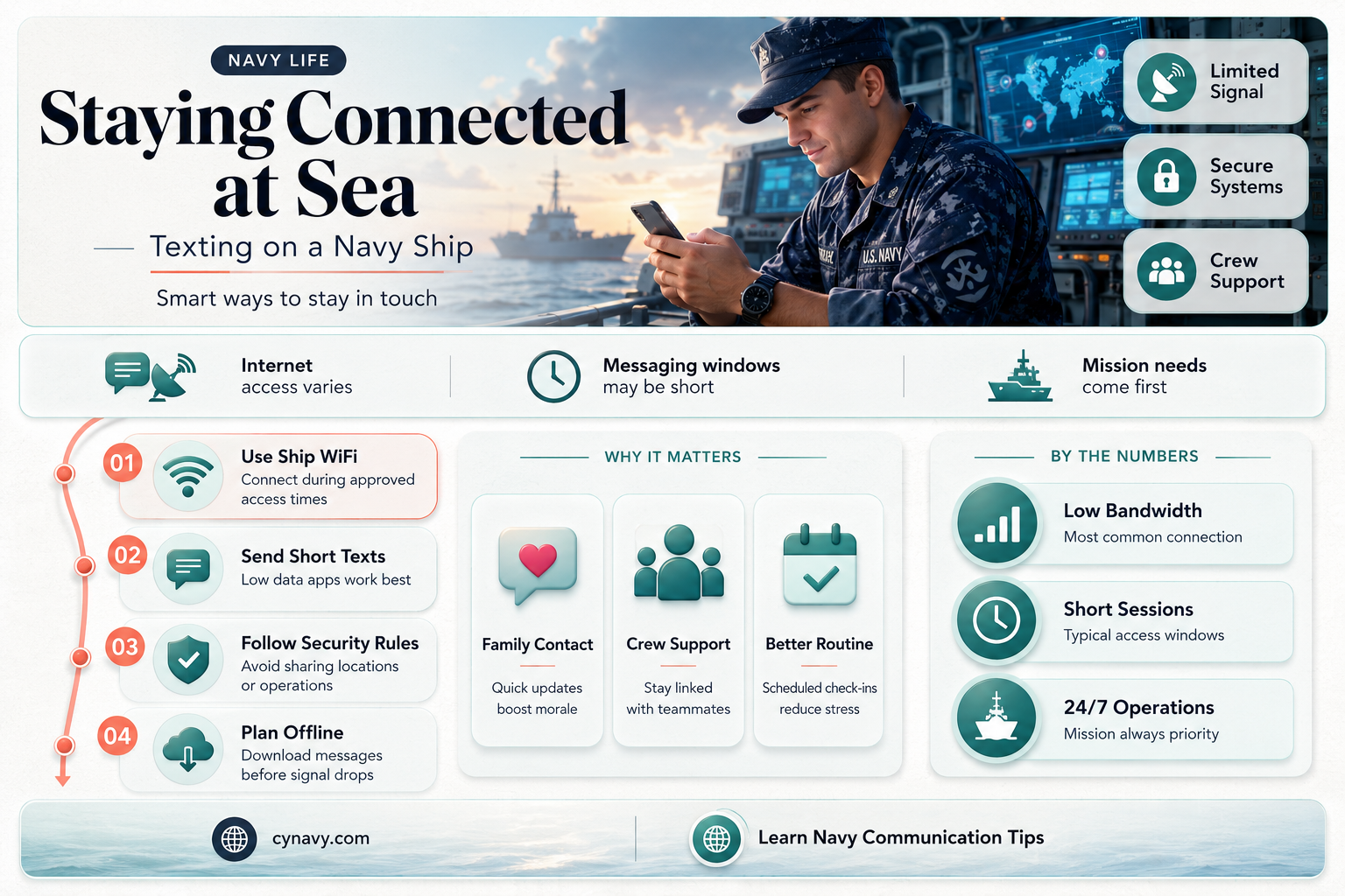 can you text on a navy ship