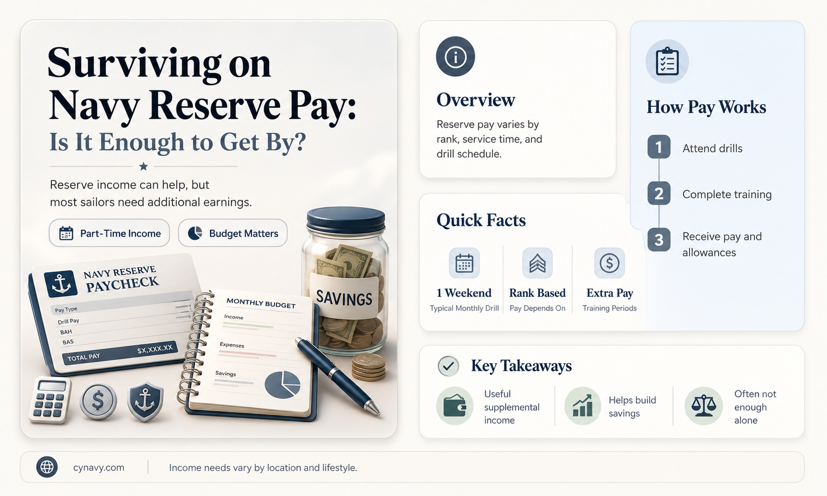 can you get by on only navy reserve pay
