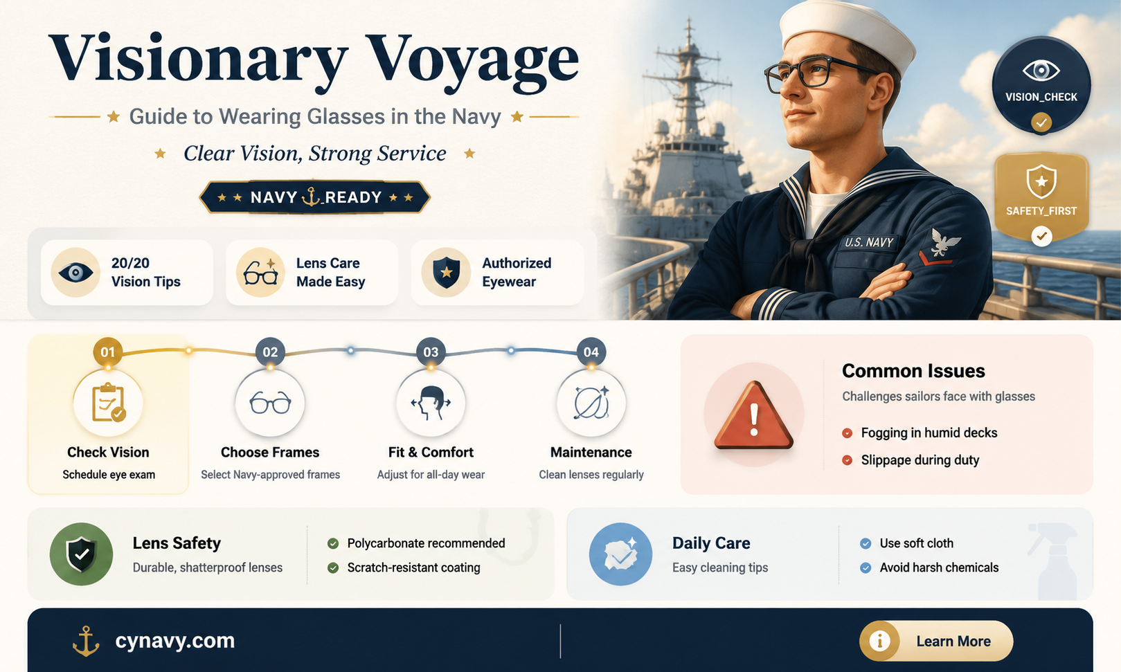 are you allowed to waer glasses in the navy