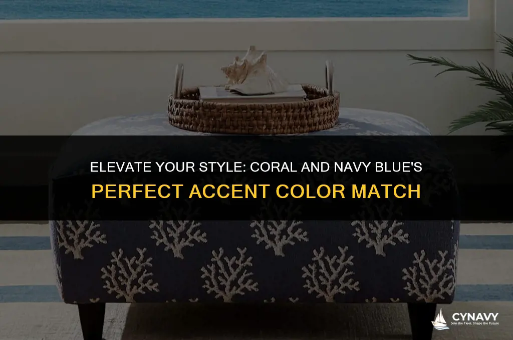 what accent color to go with coral and navy blue