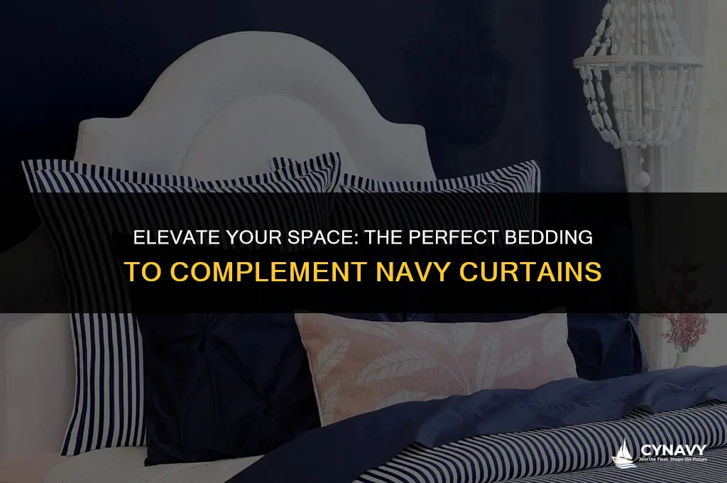 what color bedding goes with navy curtains