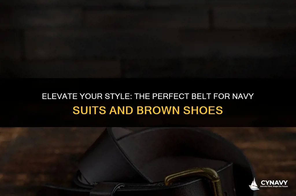 what color belt with navy suit and brown shoes