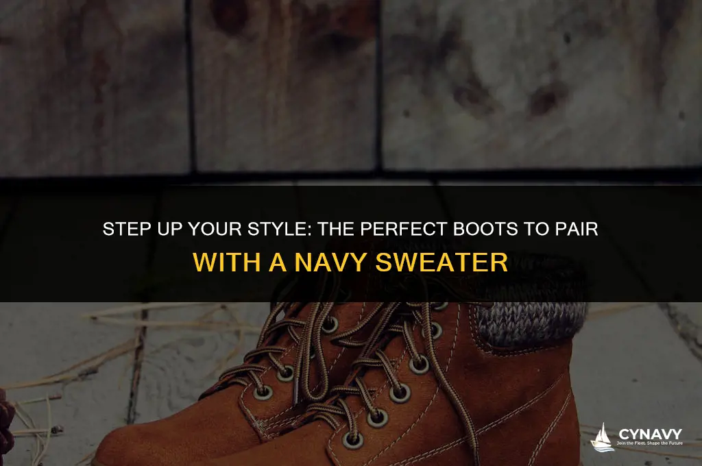 what color boots to wear with navy sweater