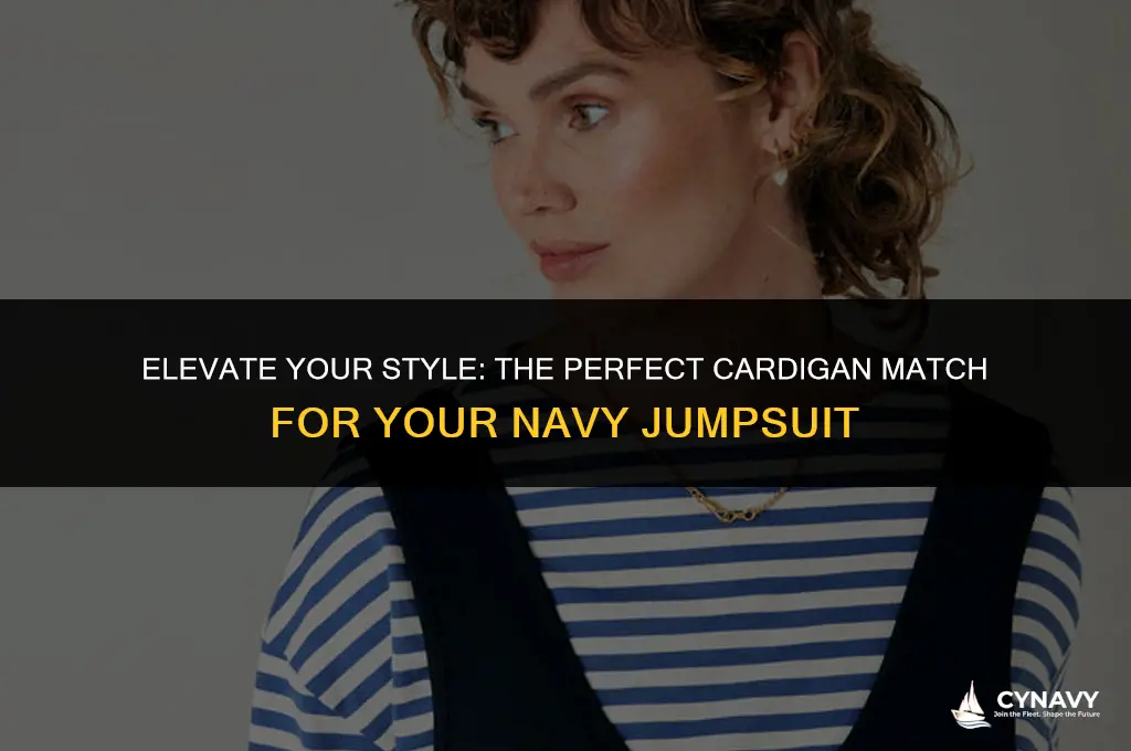 what color cardigan to wear with navy jumpsuit